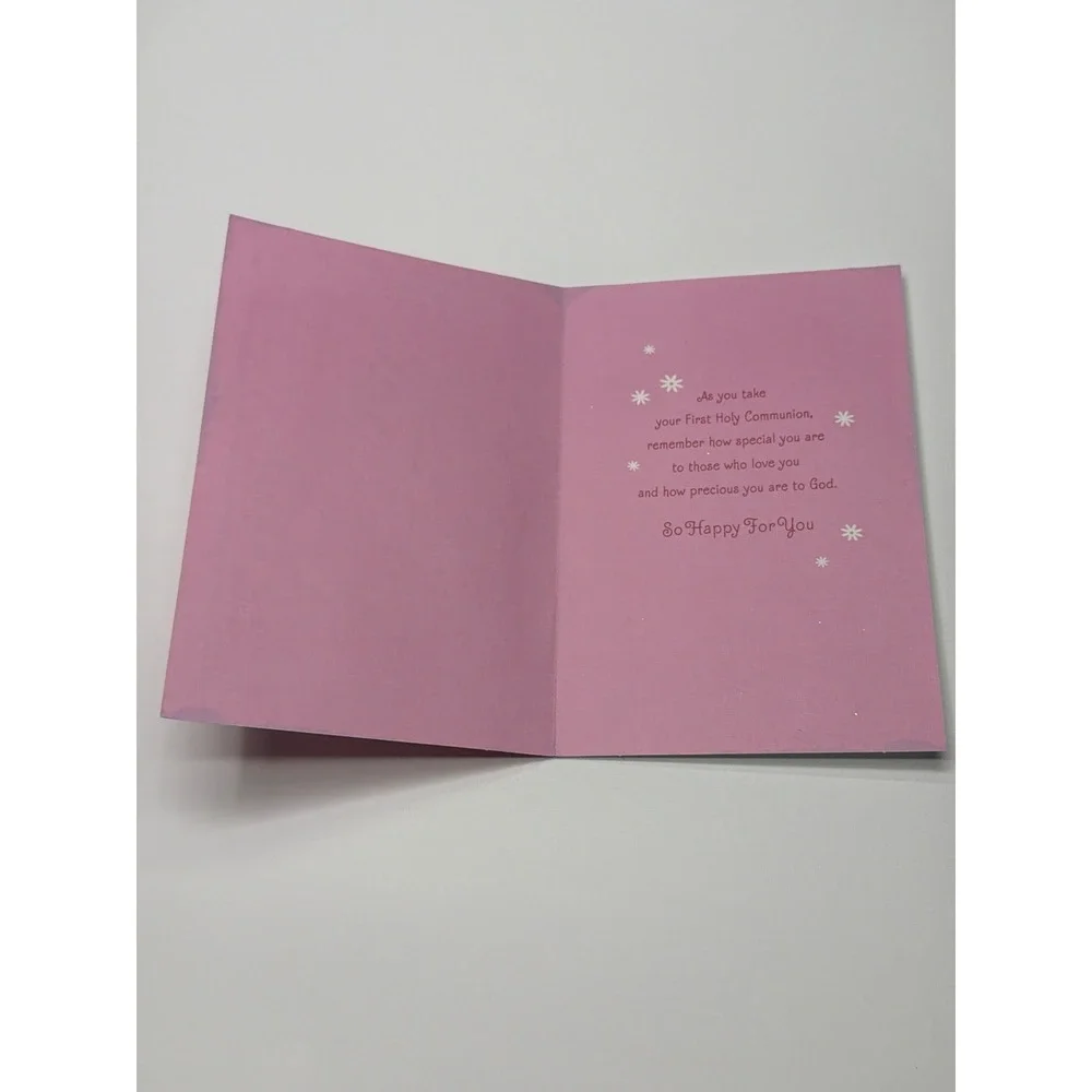 DaySpring Goddaughter First‎ Communion Greeting Card Pink Glitter Girly Joyfully